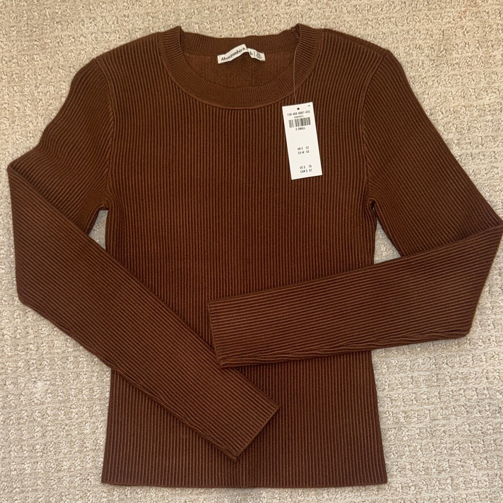 Abercrombie & Fitch Chocolate Ribbed Long Sleeve Top